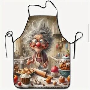 Grandma’s Apron – Cute Baking Print, Adjustable Neck, 100% Polyester